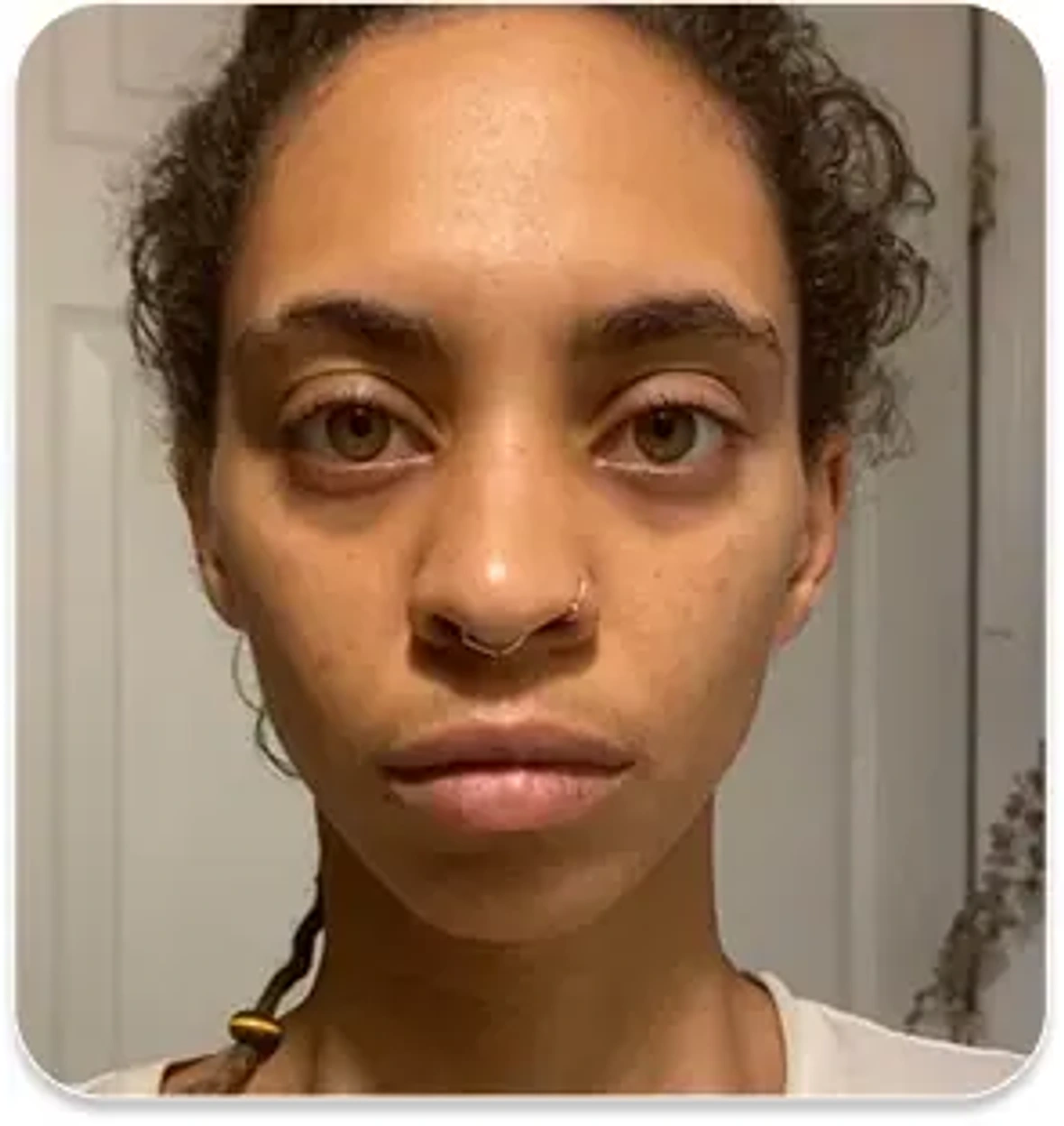 Student before practicing the Face Bliss techniques